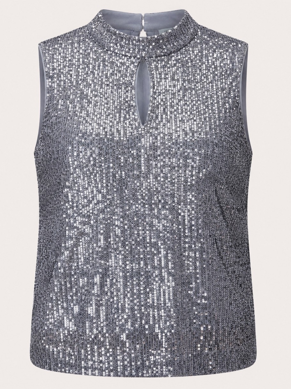 CALVIN KLEIN | Silver Sequin Mock Neck Keyhole Party Tank Plus‎ Size Cruise | 3X